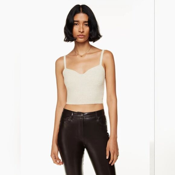 Wilfred Sicily Sweater, Heather Birch Bustier Sweater Tank Top, Plaited Knit | L - Picture 1 of 10